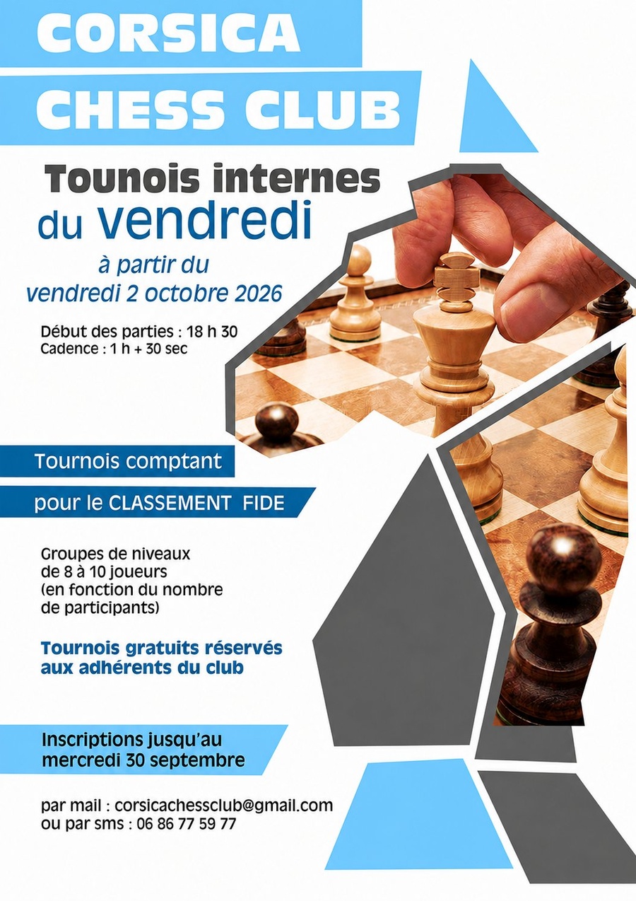 Les appariements des tournois internes sont en ligne !